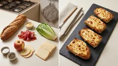 Überbackenes Baguette mit Raclette, Apfel und Bündnerfleisch – in 5 Minuten im Ofen
