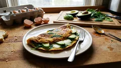 Omelett mit Spinat, Avocado und Büffelmozzarella – cremig, frisch und schnell gemacht