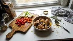 Mediterraner Hähnchentopf aus dem Ofen – mit Fenchel, Paprika und Rosmarin