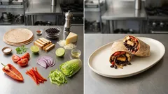 Vegetarische Wraps mit Räuchertofu: würzige Bohnenpfanne & Koriander-Limetten-Dip