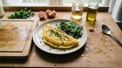 Fluffiges Omelett mit Schnittlauch – in 10 Minuten mit kleinem Salat serviert