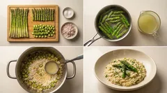 Cremiges Spargel-Risotto wie im Restaurant – mit Spargelsud und Pinienkernen