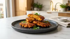 Knusprige Süßkartoffelpuffer aus der Pfanne – mit Haferflocken und Dinkel ganz einfach