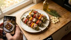 Schaschlik-Spieße aus dem Ofen: saftiges Schweinefilet mit Paprika und Zucchini