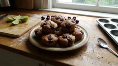 Saftige Kirschmuffins mit Limette – dank Apfelmus und Kefir richtig locker