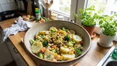 Kartoffelsalat mal anders: mit Brokkoli, Dill und Pistazien-Crunch